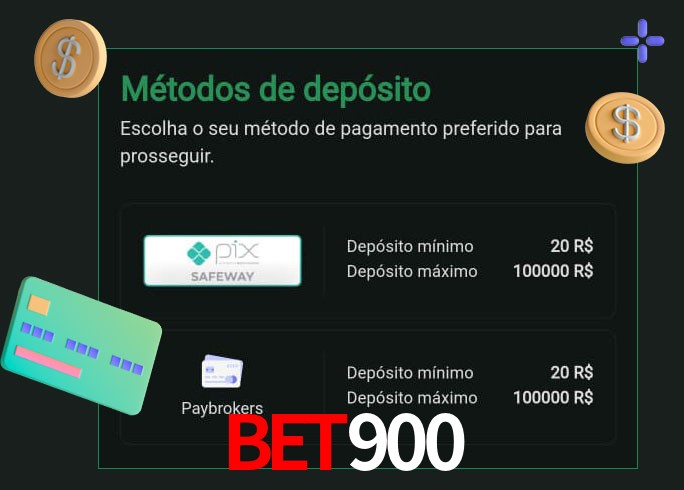 O cassino BET900bet oferece uma grande variedade de métodos de pagamento